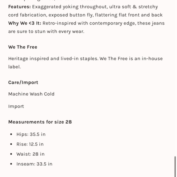 Free People Corduroy Super high-rise, flared PINK womens 28 SOLD OUT - Picture 4 of 4